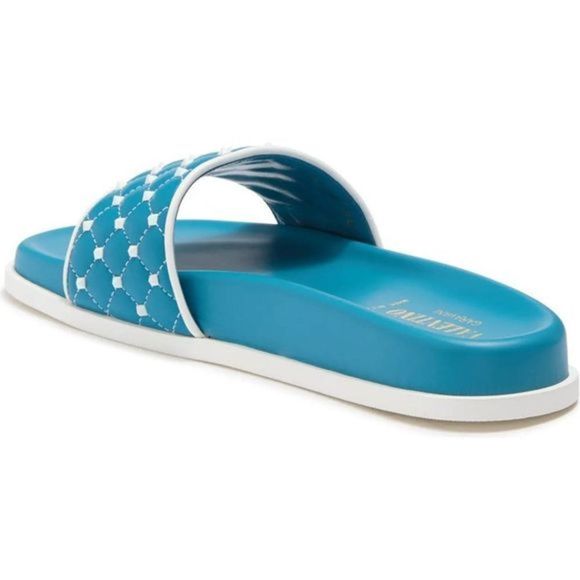 Valentino Garavani Sandals Rockstud Slide Turquoise 7 US 37 EU brand new - Picture 3 of 4